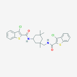molecular formula C28H28Cl2N2O2S2 B452520 3-chloro-N-[3-({[(3-chloro-1-benzothien-2-yl)carbonyl]amino}methyl)-3,5,5-trimethylcyclohexyl]-1-benzothiophene-2-carboxamide 
