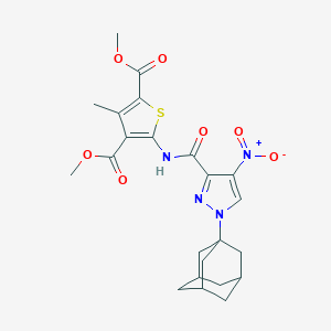 dimethyl 3-methyl-5-({[4-nitro-1-(tricyclo[3.3.1.1~3,7~]dec-1-yl)-1H-pyrazol-3-yl]carbonyl}amino)thiophene-2,4-dicarboxylate