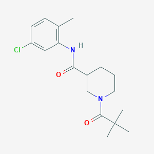 molecular formula C18H25ClN2O2 B4525316 N-(5-chloro-2-methylphenyl)-1-(2,2-dimethylpropanoyl)piperidine-3-carboxamide 