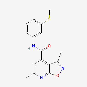 molecular formula C16H15N3O2S B4525423 3,6-dimethyl-N-[3-(methylsulfanyl)phenyl][1,2]oxazolo[5,4-b]pyridine-4-carboxamide 