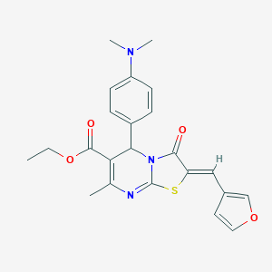 molecular formula C23H23N3O4S B452545 ethyl 5-[4-(dimethylamino)phenyl]-2-(3-furylmethylene)-7-methyl-3-oxo-2,3-dihydro-5H-[1,3]thiazolo[3,2-a]pyrimidine-6-carboxylate 