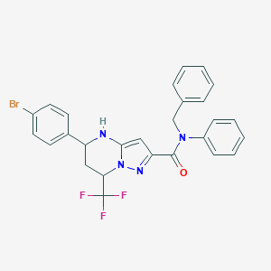 molecular formula C27H22BrF3N4O B452546 N-benzyl-5-(4-bromophenyl)-N-phenyl-7-(trifluoromethyl)-4,5,6,7-tetrahydropyrazolo[1,5-a]pyrimidine-2-carboxamide 