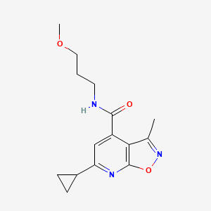 molecular formula C15H19N3O3 B4525472 6-cyclopropyl-N-(3-methoxypropyl)-3-methyl[1,2]oxazolo[5,4-b]pyridine-4-carboxamide 