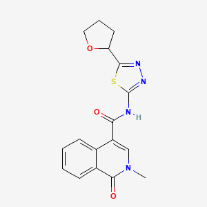 molecular formula C17H16N4O3S B4525480 2-methyl-1-oxo-N-[(2E)-5-(tetrahydrofuran-2-yl)-1,3,4-thiadiazol-2(3H)-ylidene]-1,2-dihydroisoquinoline-4-carboxamide 