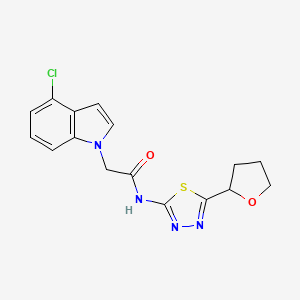 2-(4-chloro-1H-indol-1-yl)-N-[(2E)-5-(tetrahydrofuran-2-yl)-1,3,4-thiadiazol-2(3H)-ylidene]acetamide