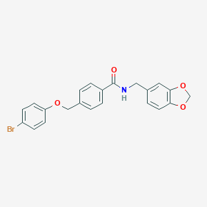 molecular formula C22H18BrNO4 B452568 N-(1,3-benzodioxol-5-ylmethyl)-4-[(4-bromophenoxy)methyl]benzamide 