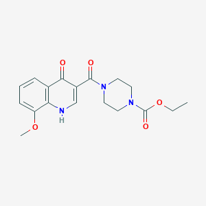 molecular formula C18H21N3O5 B4525689 Ethyl 4-[(4-hydroxy-8-methoxyquinolin-3-yl)carbonyl]piperazine-1-carboxylate 