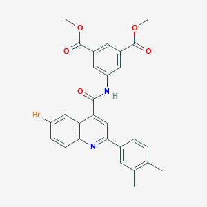 molecular formula C28H23BrN2O5 B452572 Dimethyl 5-({[6-bromo-2-(3,4-dimethylphenyl)-4-quinolinyl]carbonyl}amino)isophthalate 