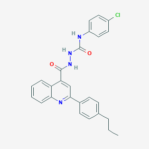 molecular formula C26H23ClN4O2 B452573 N-(4-chlorophenyl)-2-{[2-(4-propylphenyl)-4-quinolinyl]carbonyl}hydrazinecarboxamide 