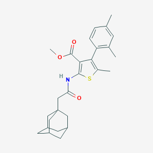 molecular formula C27H33NO3S B452574 Methyl 2-[(1-adamantylacetyl)amino]-4-(2,4-dimethylphenyl)-5-methyl-3-thiophenecarboxylate 