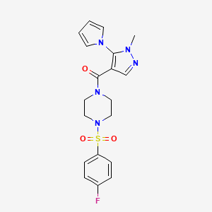 (4-((4-fluorophenyl)sulfonyl)piperazin-1-yl)(1-methyl-5-(1H-pyrrol-1-yl)-1H-pyrazol-4-yl)methanone