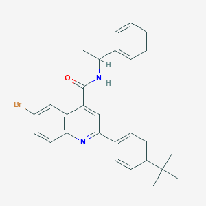 molecular formula C28H27BrN2O B452576 6-bromo-2-(4-tert-butylphenyl)-N-(1-phenylethyl)quinoline-4-carboxamide 