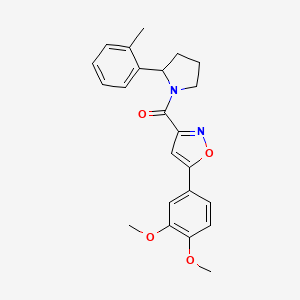 molecular formula C23H24N2O4 B4525814 5-(3,4-dimethoxyphenyl)-3-{[2-(2-methylphenyl)-1-pyrrolidinyl]carbonyl}isoxazole 