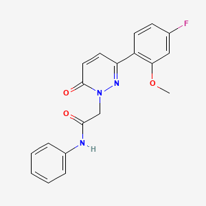 molecular formula C19H16FN3O3 B4525854 2-[3-(4-fluoro-2-methoxyphenyl)-6-oxopyridazin-1(6H)-yl]-N-phenylacetamide 