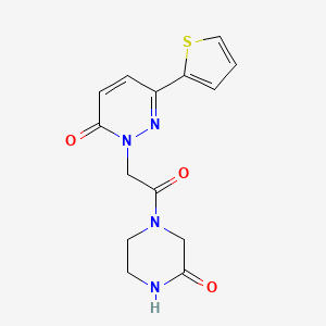 molecular formula C14H14N4O3S B4525884 2-[2-oxo-2-(3-oxopiperazino)ethyl]-6-(2-thienyl)-3(2H)-pyridazinone 