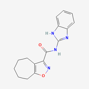 molecular formula C16H16N4O2 B4525892 N-(1,3-dihydro-2H-benzimidazol-2-ylidene)-5,6,7,8-tetrahydro-4H-cyclohepta[d][1,2]oxazole-3-carboxamide 