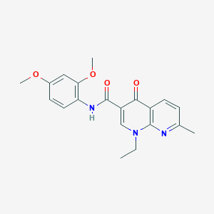 molecular formula C20H21N3O4 B4525908 N-(2,4-dimethoxyphenyl)-1-ethyl-7-methyl-4-oxo-1,4-dihydro-1,8-naphthyridine-3-carboxamide 