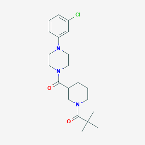 molecular formula C21H30ClN3O2 B4526090 1-{3-[4-(3-CHLOROPHENYL)PIPERAZINE-1-CARBONYL]PIPERIDIN-1-YL}-2,2-DIMETHYLPROPAN-1-ONE 