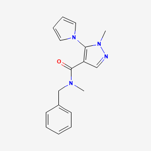 molecular formula C17H18N4O B4526147 N-benzyl-N,1-dimethyl-5-(1H-pyrrol-1-yl)-1H-pyrazole-4-carboxamide 