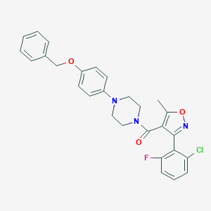 molecular formula C28H25ClFN3O3 B452618 Benzyl 4-(4-{[3-(2-chloro-6-fluorophenyl)-5-methyl-4-isoxazolyl]carbonyl}-1-piperazinyl)phenyl ether 