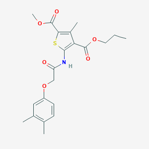 molecular formula C21H25NO6S B452623 2-Methyl 4-propyl 5-{[(3,4-dimethylphenoxy)acetyl]amino}-3-methyl-2,4-thiophenedicarboxylate 