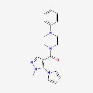 molecular formula C19H21N5O B4526231 (1-methyl-5-(1H-pyrrol-1-yl)-1H-pyrazol-4-yl)(4-phenylpiperazin-1-yl)methanone 