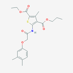 molecular formula C22H27NO6S B452624 2-Ethyl 4-propyl 5-{[(3,4-dimethylphenoxy)acetyl]amino}-3-methyl-2,4-thiophenedicarboxylate 