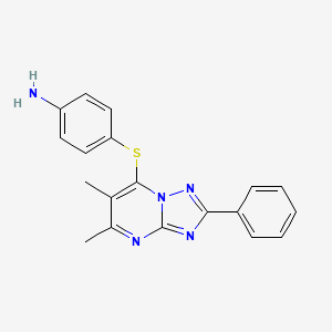 4-({5,6-Dimethyl-2-phenyl-[1,2,4]triazolo[1,5-A]pyrimidin-7-YL}sulfanyl)aniline