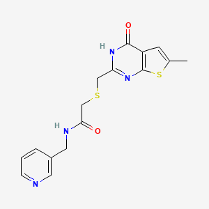 2-{[(4-hydroxy-6-methylthieno[2,3-d]pyrimidin-2-yl)methyl]sulfanyl}-N-(pyridin-3-ylmethyl)acetamide