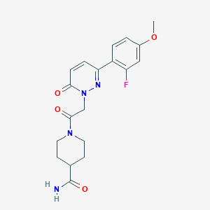 molecular formula C19H21FN4O4 B4526361 1-{[3-(2-fluoro-4-methoxyphenyl)-6-oxopyridazin-1(6H)-yl]acetyl}piperidine-4-carboxamide 