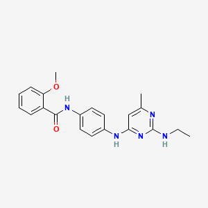 molecular formula C21H23N5O2 B4526378 N-(4-{[2-(ethylamino)-6-methylpyrimidin-4-yl]amino}phenyl)-2-methoxybenzamide 