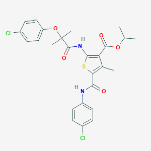 Isopropyl 5-[(4-chloroanilino)carbonyl]-2-{[2-(4-chlorophenoxy)-2-methylpropanoyl]amino}-4-methyl-3-thiophenecarboxylate
