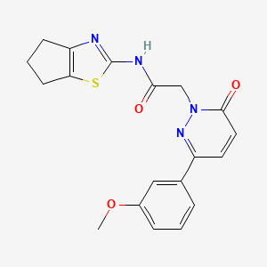 molecular formula C19H18N4O3S B4526404 2-[3-(3-methoxyphenyl)-6-oxopyridazin-1(6H)-yl]-N-[(2Z)-3,4,5,6-tetrahydro-2H-cyclopenta[d][1,3]thiazol-2-ylidene]acetamide 