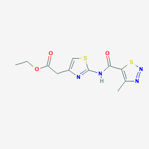 molecular formula C11H12N4O3S2 B4526406 ethyl (2-{[(4-methyl-1,2,3-thiadiazol-5-yl)carbonyl]amino}-1,3-thiazol-4-yl)acetate 