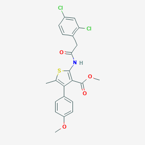 molecular formula C22H19Cl2NO4S B452642 Methyl 2-{[(2,4-dichlorophenyl)acetyl]amino}-4-(4-methoxyphenyl)-5-methyl-3-thiophenecarboxylate 