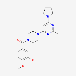 molecular formula C22H29N5O3 B4526439 4-[4-(3,4-Dimethoxybenzoyl)piperazin-1-YL]-2-methyl-6-(pyrrolidin-1-YL)pyrimidine 