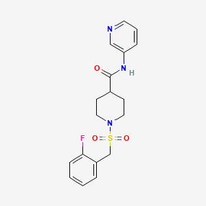 molecular formula C18H20FN3O3S B4526443 1-[(2-fluorobenzyl)sulfonyl]-N-3-pyridinyl-4-piperidinecarboxamide 