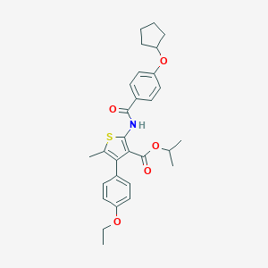 molecular formula C29H33NO5S B452646 Isopropyl 2-{[4-(cyclopentyloxy)benzoyl]amino}-4-(4-ethoxyphenyl)-5-methyl-3-thiophenecarboxylate 