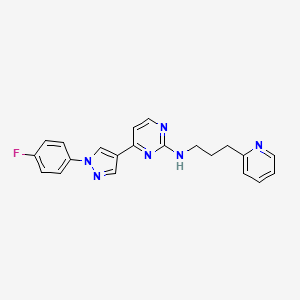 molecular formula C21H19FN6 B4526467 4-[1-(4-fluorophenyl)-1H-pyrazol-4-yl]-N-[3-(2-pyridinyl)propyl]-2-pyrimidinamine trifluoroacetate 