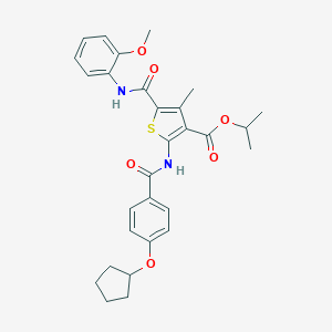 molecular formula C29H32N2O6S B452649 Isopropyl 2-{[4-(cyclopentyloxy)benzoyl]amino}-5-[(2-methoxyanilino)carbonyl]-4-methyl-3-thiophenecarboxylate 