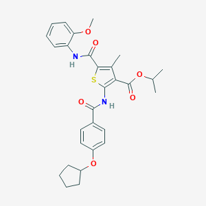 Isopropyl 2-{[4-(cyclopentyloxy)benzoyl]amino}-5-[(2-methoxyanilino)carbonyl]-4-methyl-3-thiophenecarboxylate