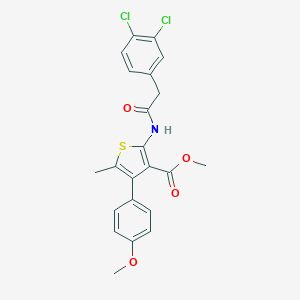 molecular formula C22H19Cl2NO4S B452651 Methyl 2-{[(3,4-dichlorophenyl)acetyl]amino}-4-(4-methoxyphenyl)-5-methyl-3-thiophenecarboxylate 