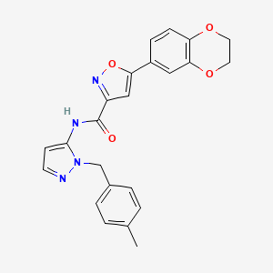 molecular formula C23H20N4O4 B4526536 5-(2,3-dihydro-1,4-benzodioxin-6-yl)-N-[1-(4-methylbenzyl)-1H-pyrazol-5-yl]isoxazole-3-carboxamide 