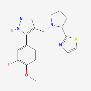 2-[1-[[5-(3-fluoro-4-methoxyphenyl)-1H-pyrazol-4-yl]methyl]pyrrolidin-2-yl]-1,3-thiazole