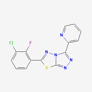 molecular formula C14H7ClFN5S B4526644 6-(3-chloro-2-fluorophenyl)-3-(2-pyridinyl)[1,2,4]triazolo[3,4-b][1,3,4]thiadiazole 