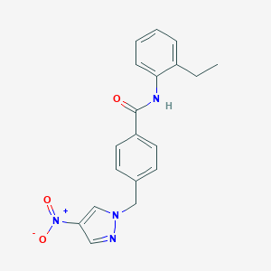 molecular formula C19H18N4O3 B452665 N-(2-ethylphenyl)-4-({4-nitro-1H-pyrazol-1-yl}methyl)benzamide 