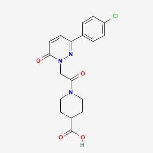 molecular formula C18H18ClN3O4 B4526697 1-{[3-(4-chlorophenyl)-6-oxopyridazin-1(6H)-yl]acetyl}piperidine-4-carboxylic acid 