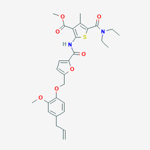 molecular formula C28H32N2O7S B452675 Methyl 2-({5-[(4-allyl-2-methoxyphenoxy)methyl]-2-furoyl}amino)-5-[(diethylamino)carbonyl]-4-methyl-3-thiophenecarboxylate 
