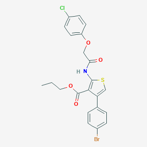 molecular formula C22H19BrClNO4S B452678 Propyl 4-(4-bromophenyl)-2-{[(4-chlorophenoxy)acetyl]amino}-3-thiophenecarboxylate 