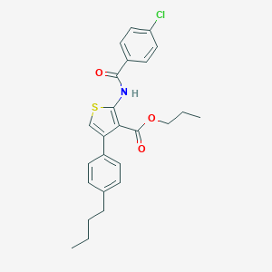 molecular formula C25H26ClNO3S B452680 Propyl 4-(4-butylphenyl)-2-[(4-chlorobenzoyl)amino]-3-thiophenecarboxylate 